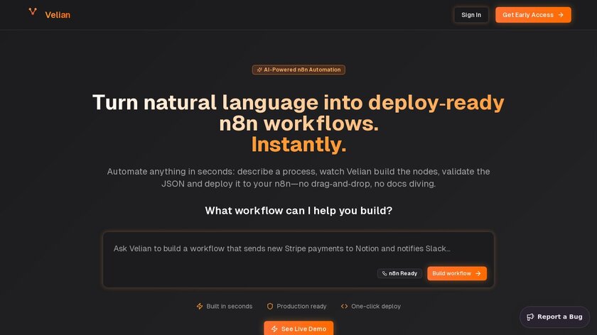 Velian Landing Page