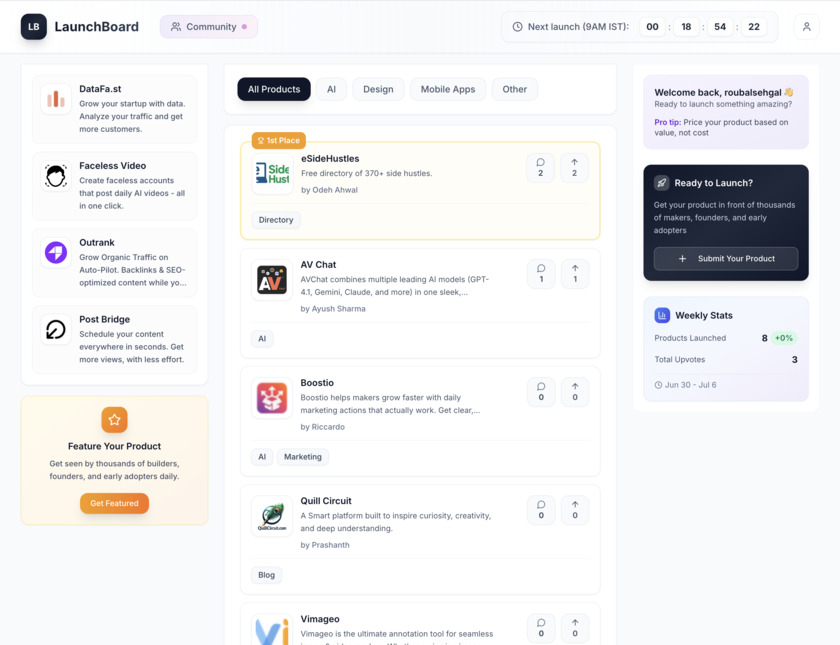 LaunchBoard.dev Landing Page