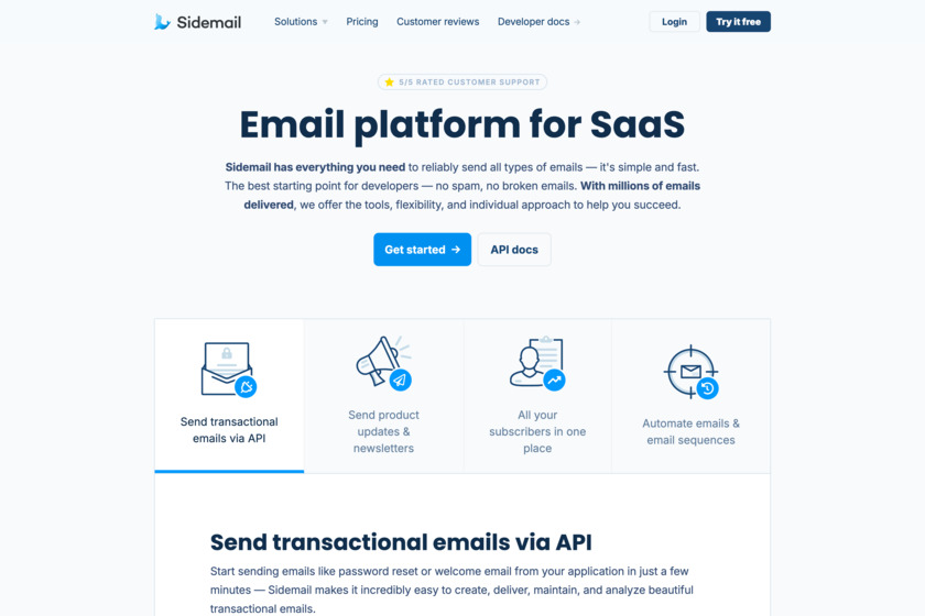 Sidemail Landing Page