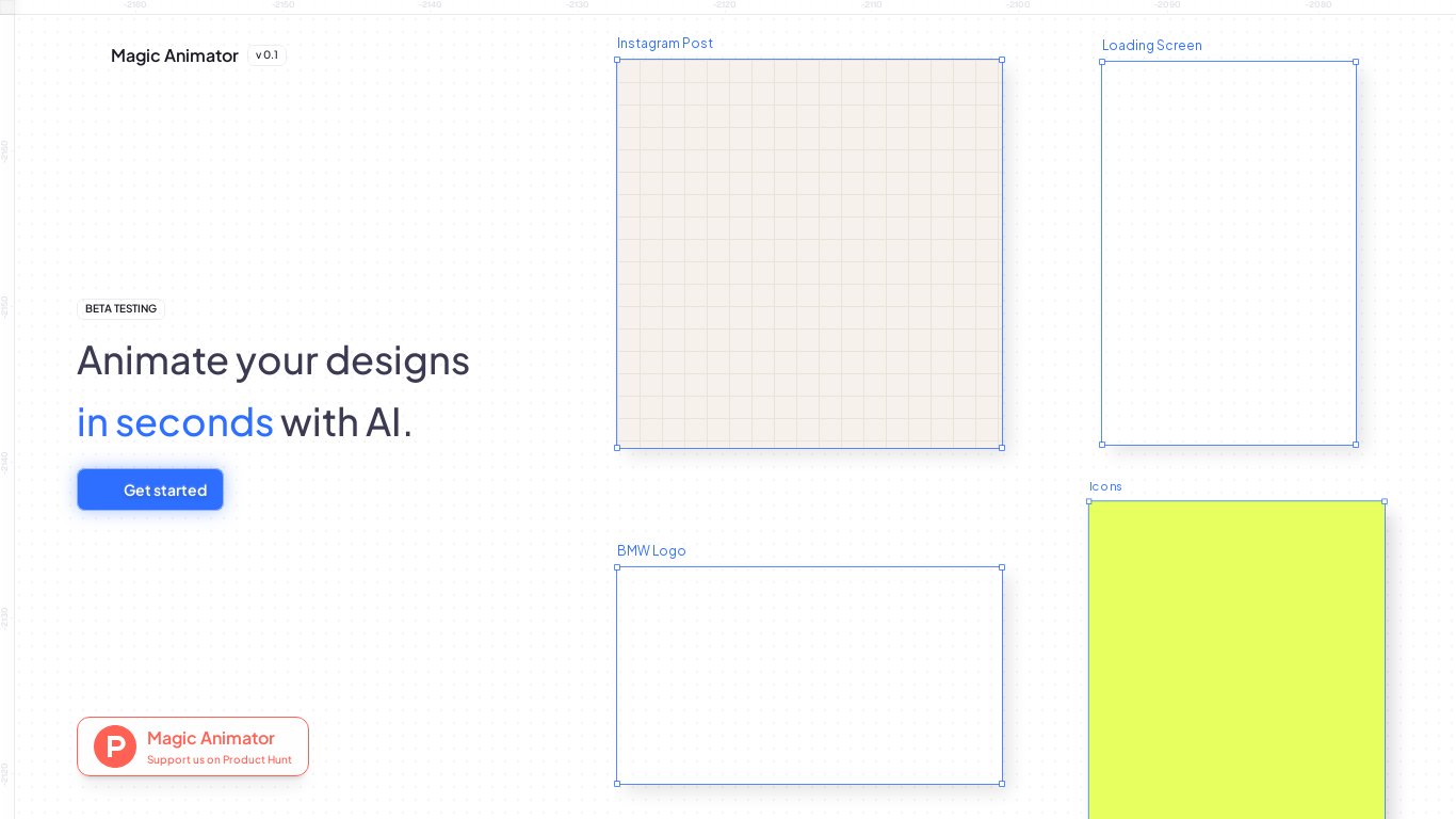 Magic Animator Landing page