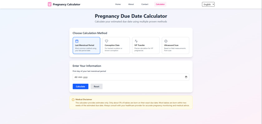 pregnancy-calculator.js2ts.online Landing Page