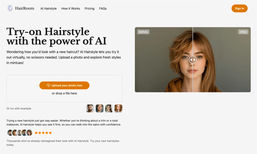 Hairroom.app Landing Page