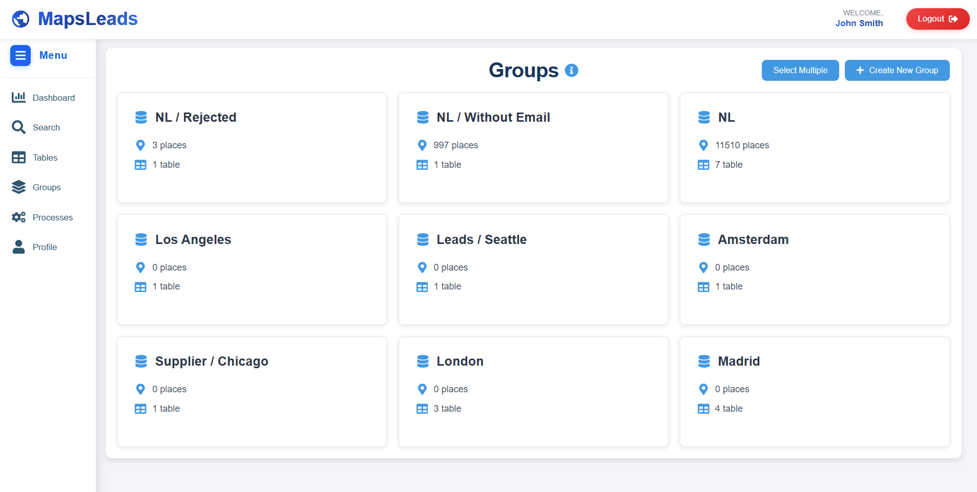 MapsLeads Groups Page