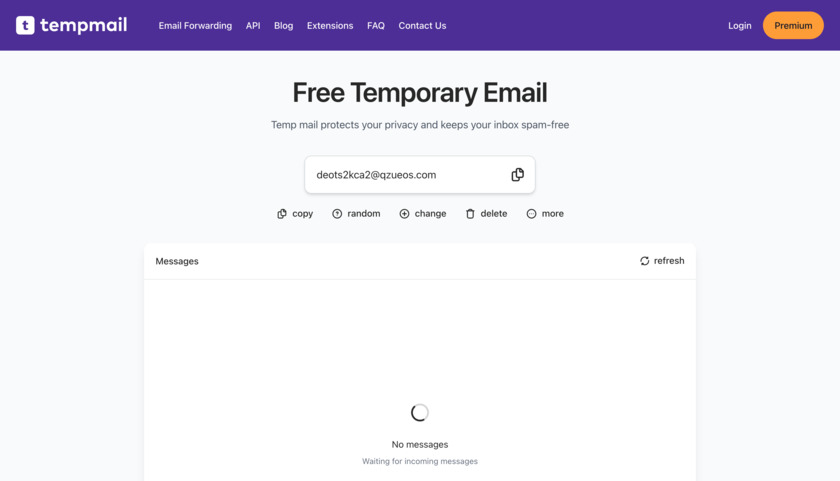 Temp-Mail io Landing Page