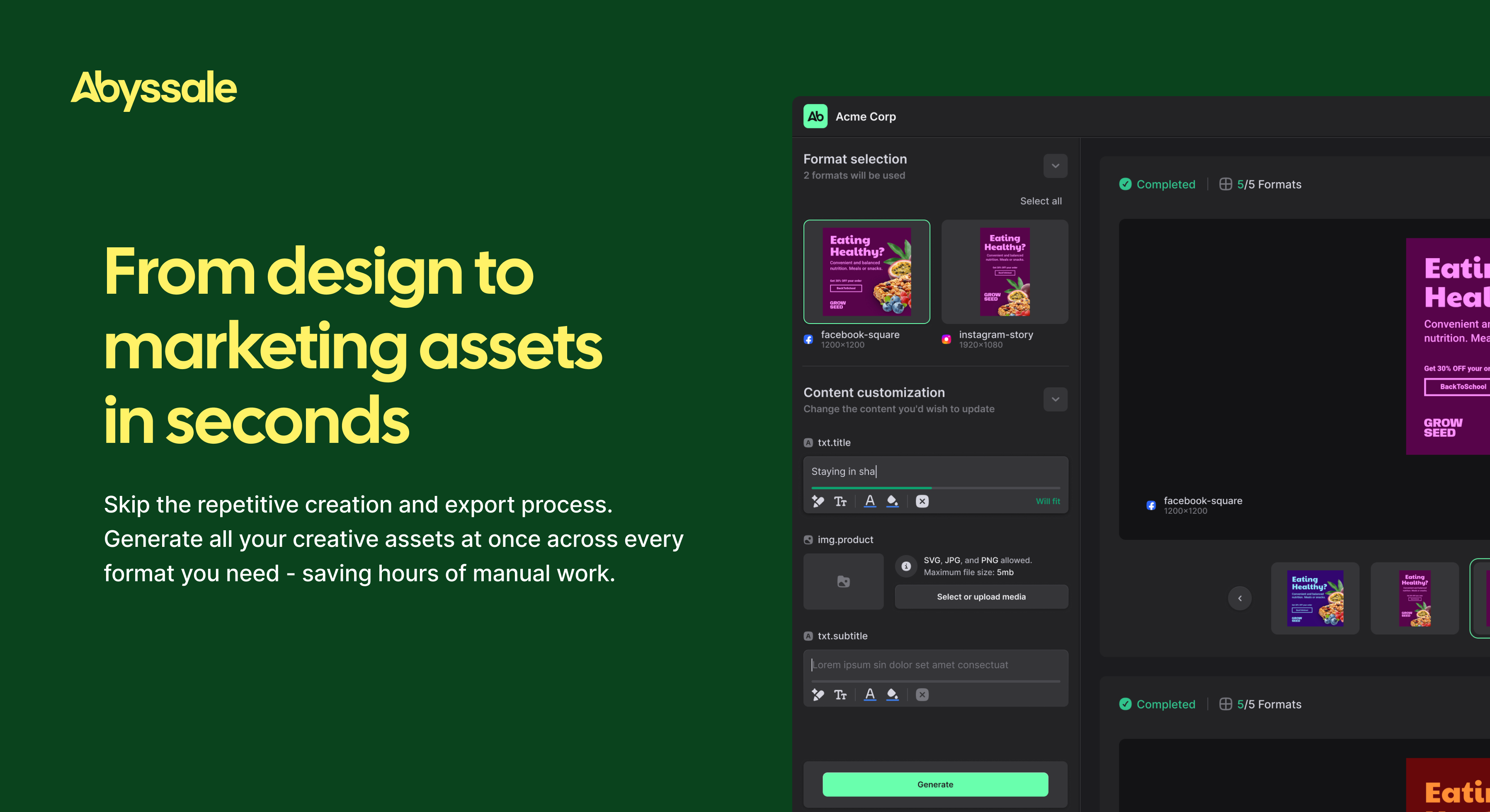 Abyssale From design to marketing assets in seconds