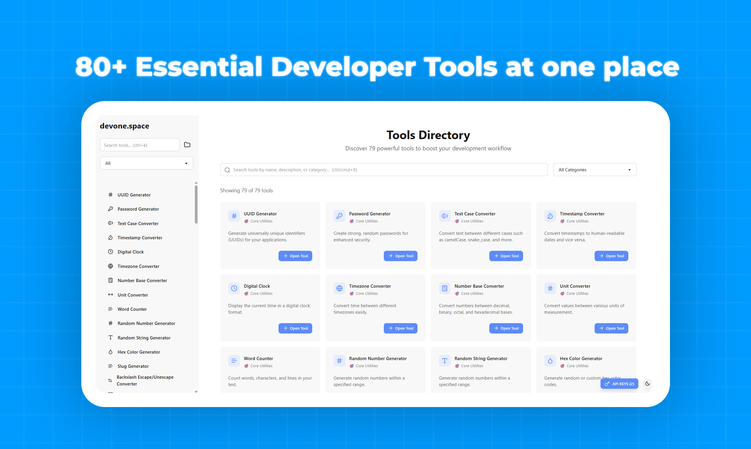 devone.space 80+ devtools
