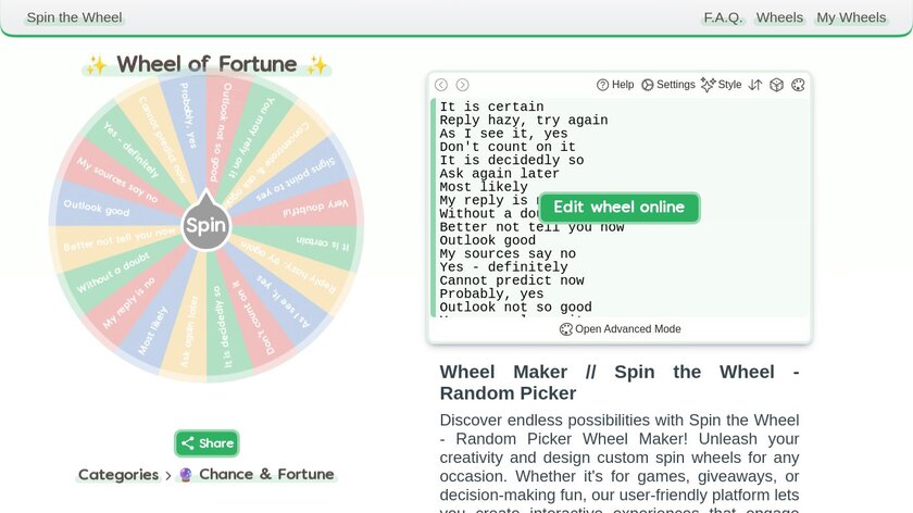 SpinTheWheel.app Landing Page