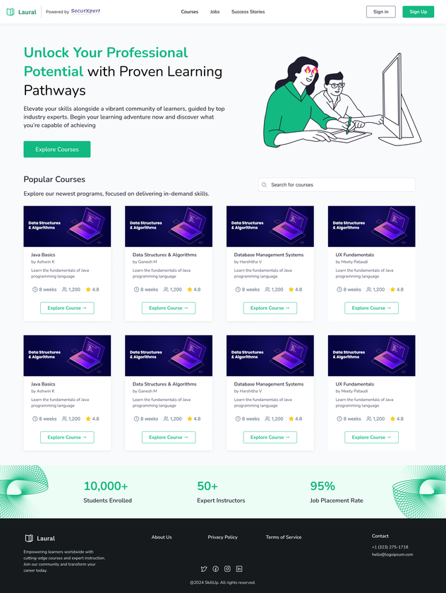 LauraTek-LMS Landing Page