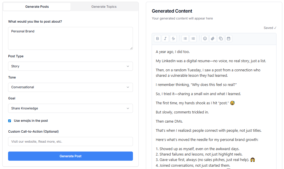 Epicpost.io LinkedIn Post Generator