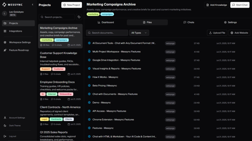 Messync Landing Page