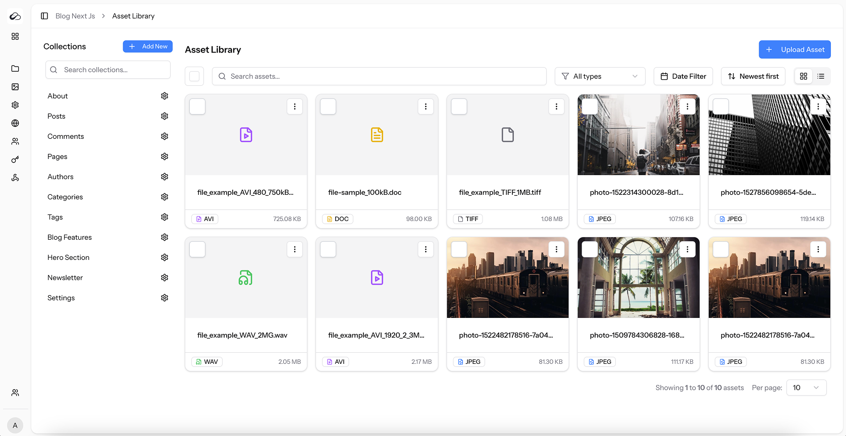 ElmapiCMS Asset library