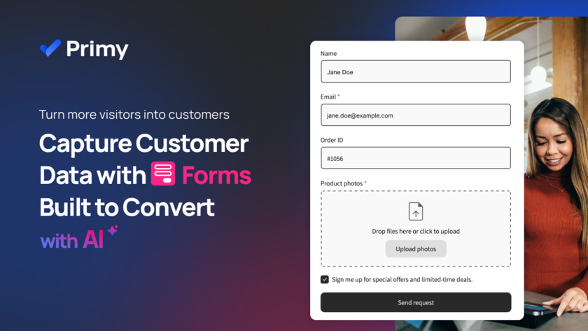 Primy Form Builder Landing Page