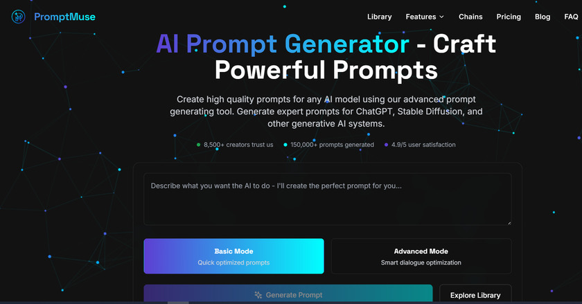 PromptMuse.net Landing Page
