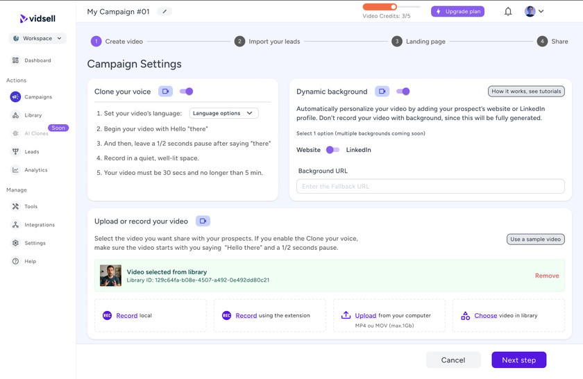 Vidsell Landing Page