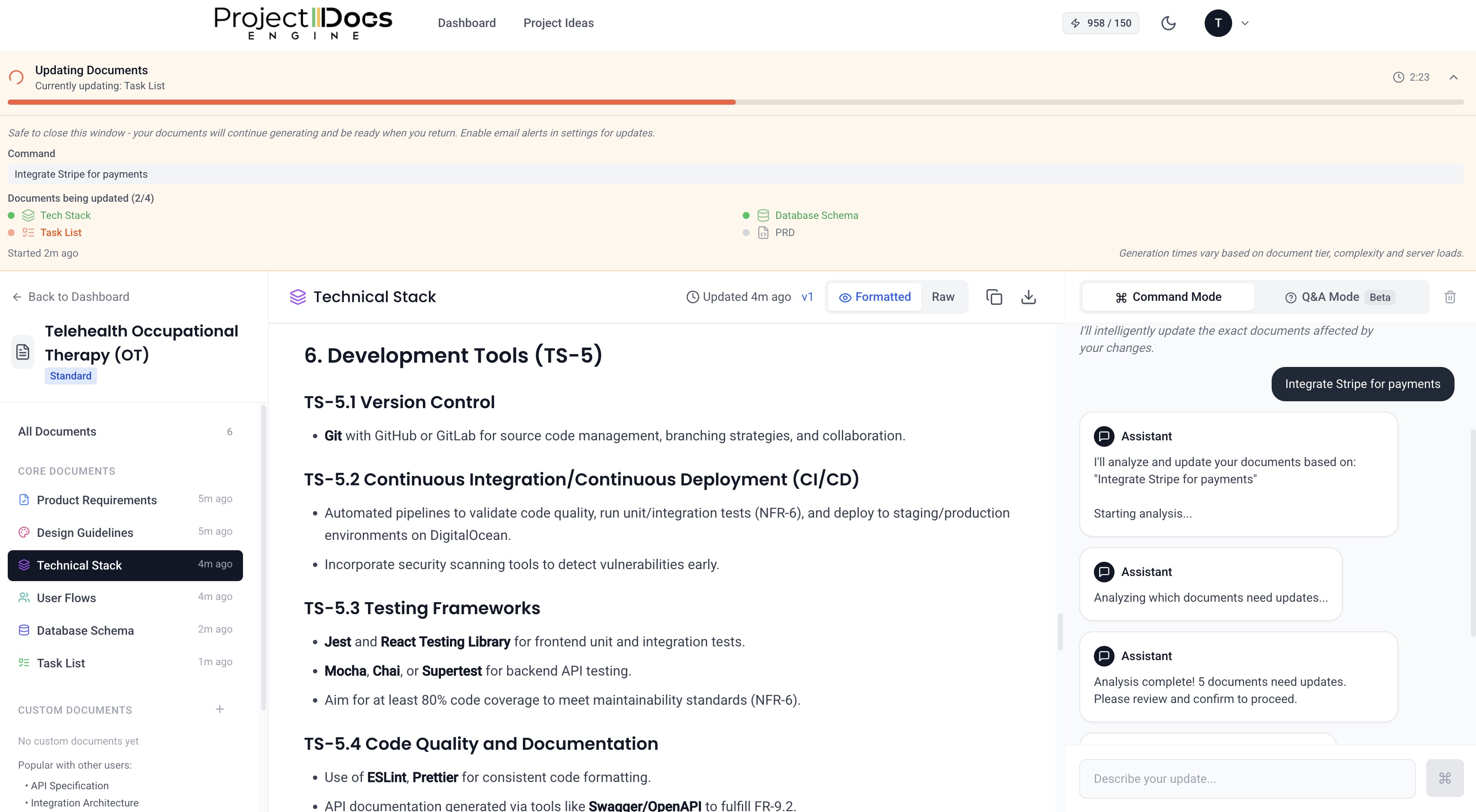 ProjectDocsEngine Command Mode