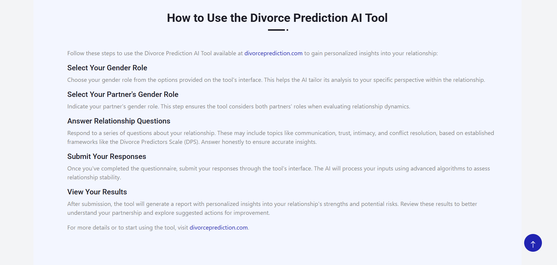 Divorce Prediction How to Use the Divorce Prediction AI Tool