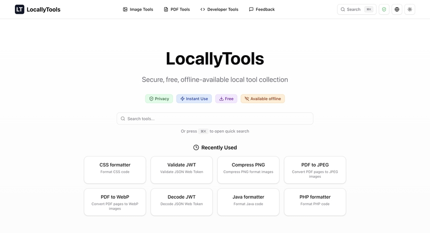 LocallyTools Landing Page