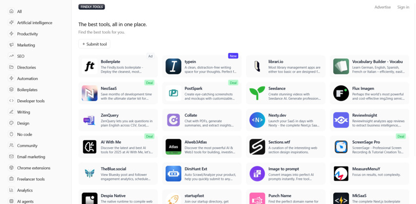 findly.tools Landing Page