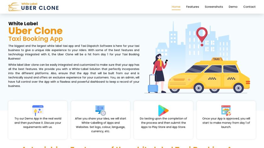 White Label Taxi Booking App Landing Page