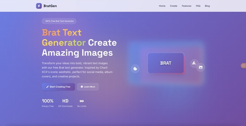 Brat-Text-Generator.org Landing Page