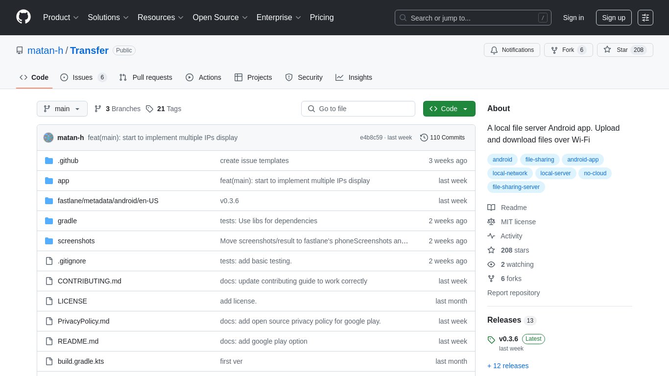 Transfer Landing page