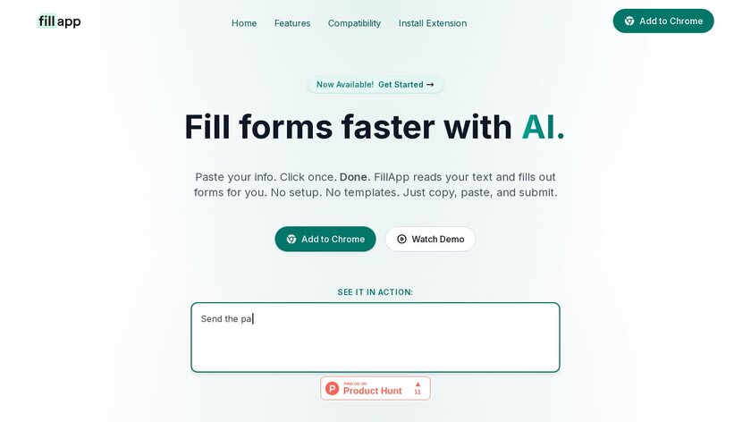 FillApp - AI Forms Assistant Landing Page