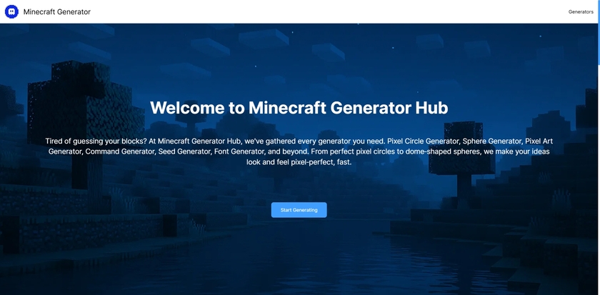 Minecraft Generator Landing Page