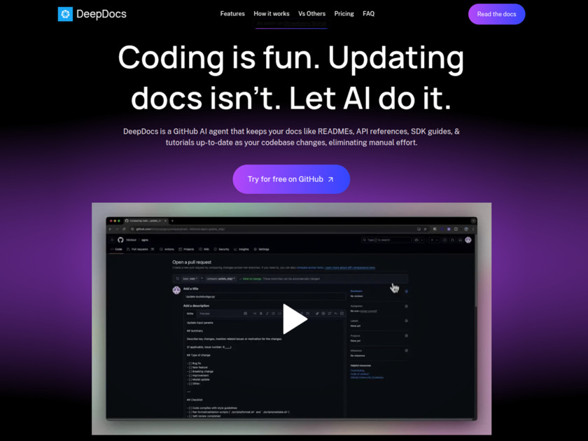 DeepDocs Landing Page