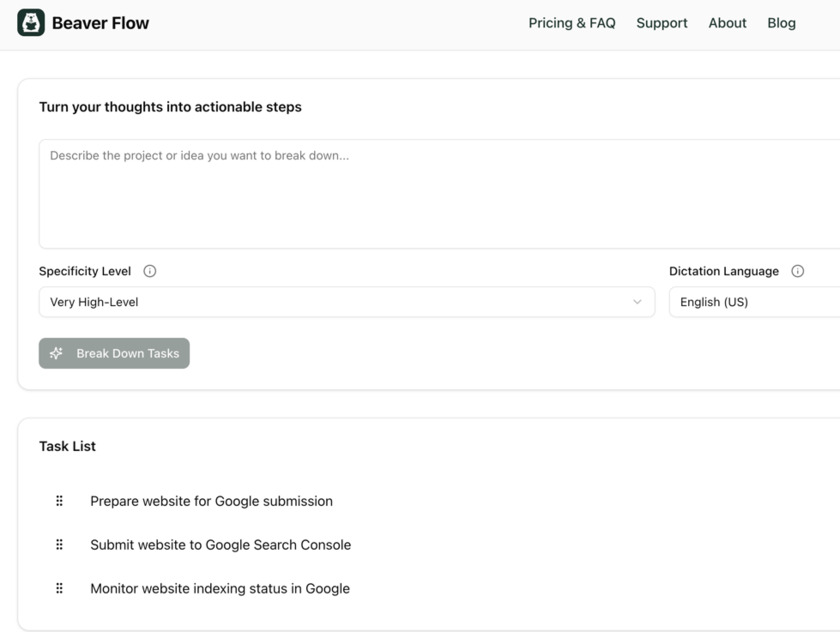 Beaver Flow Landing Page