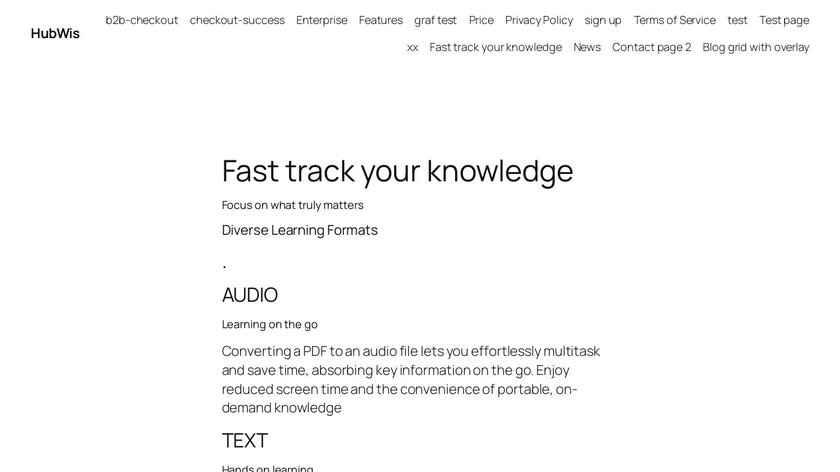 HubWis Landing Page