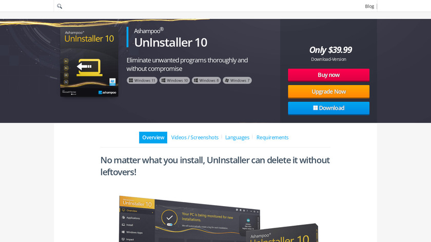 Ashampoo UnInstaller Landing Page