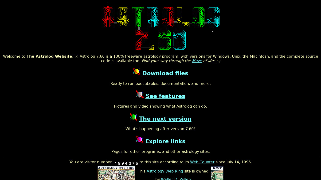 Astrolog Landing page