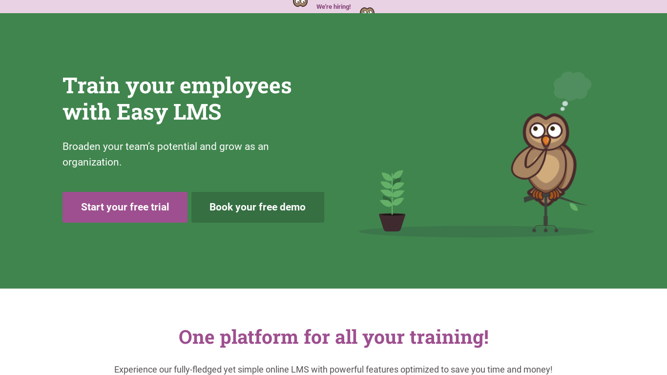 Easy-LMS Landing page