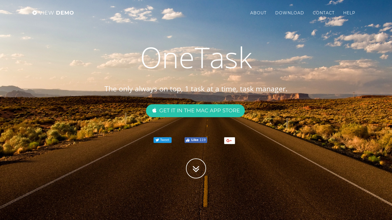 OneTask (Mac) Landing page