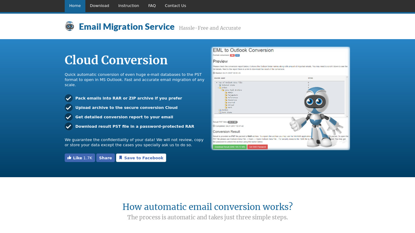Cloud Email Conversion Landing page