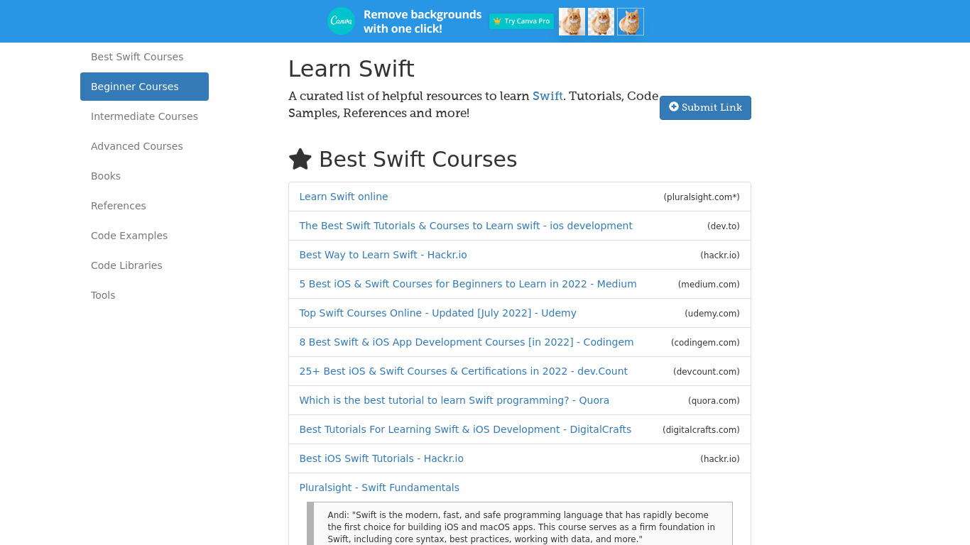 LearnSwift.tips Landing page