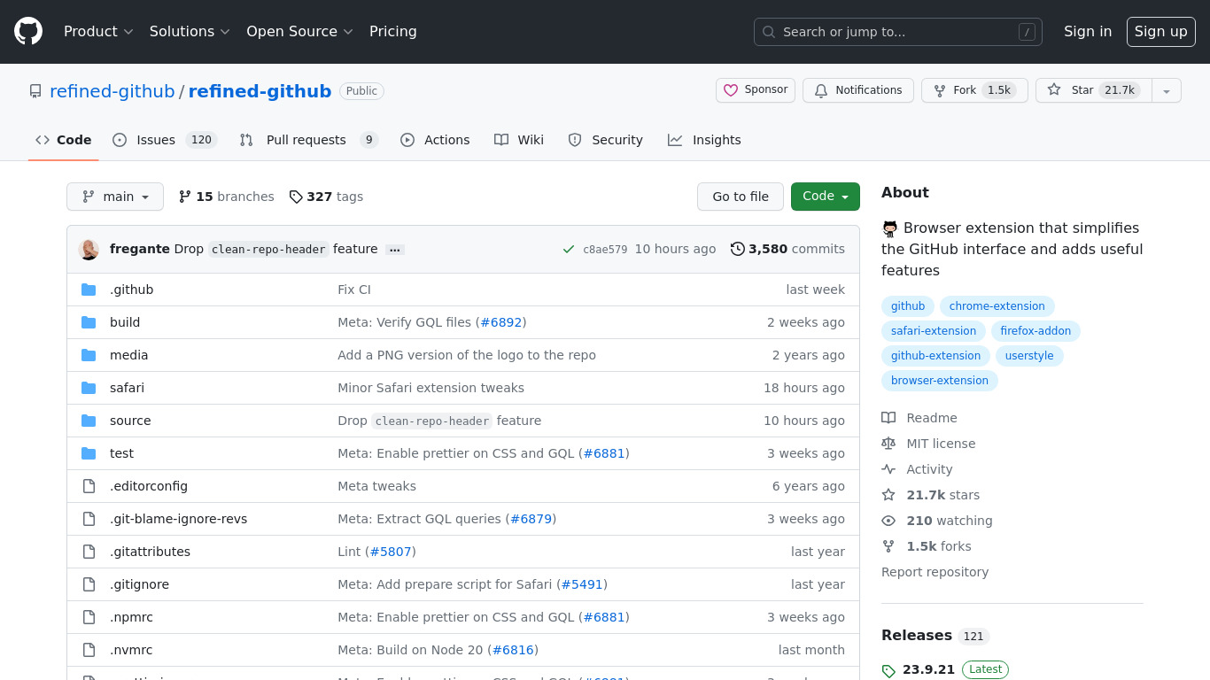 Refined GitHub Landing page