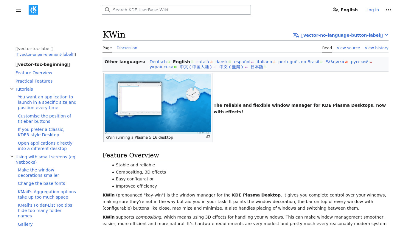 KWin Landing page