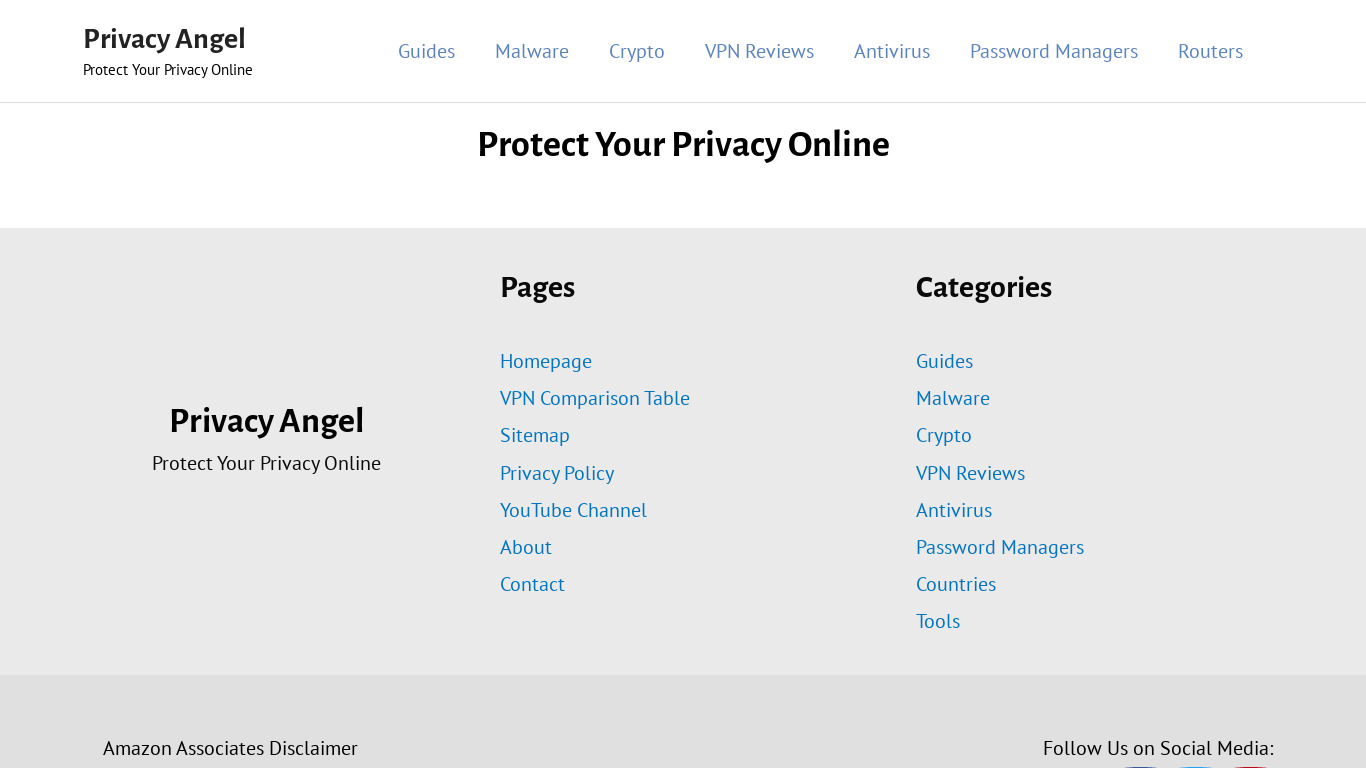 PrivacyAngel Landing page