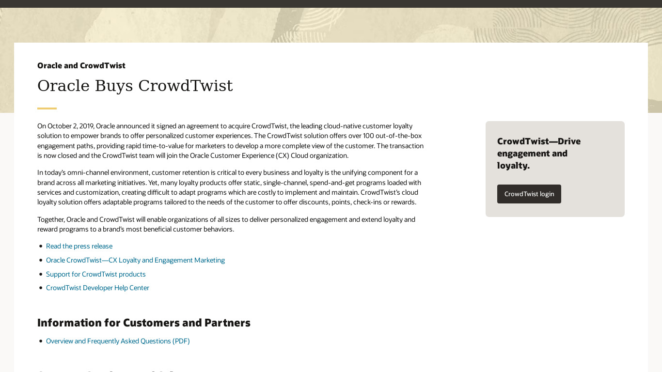 CrowdTwist Landing page