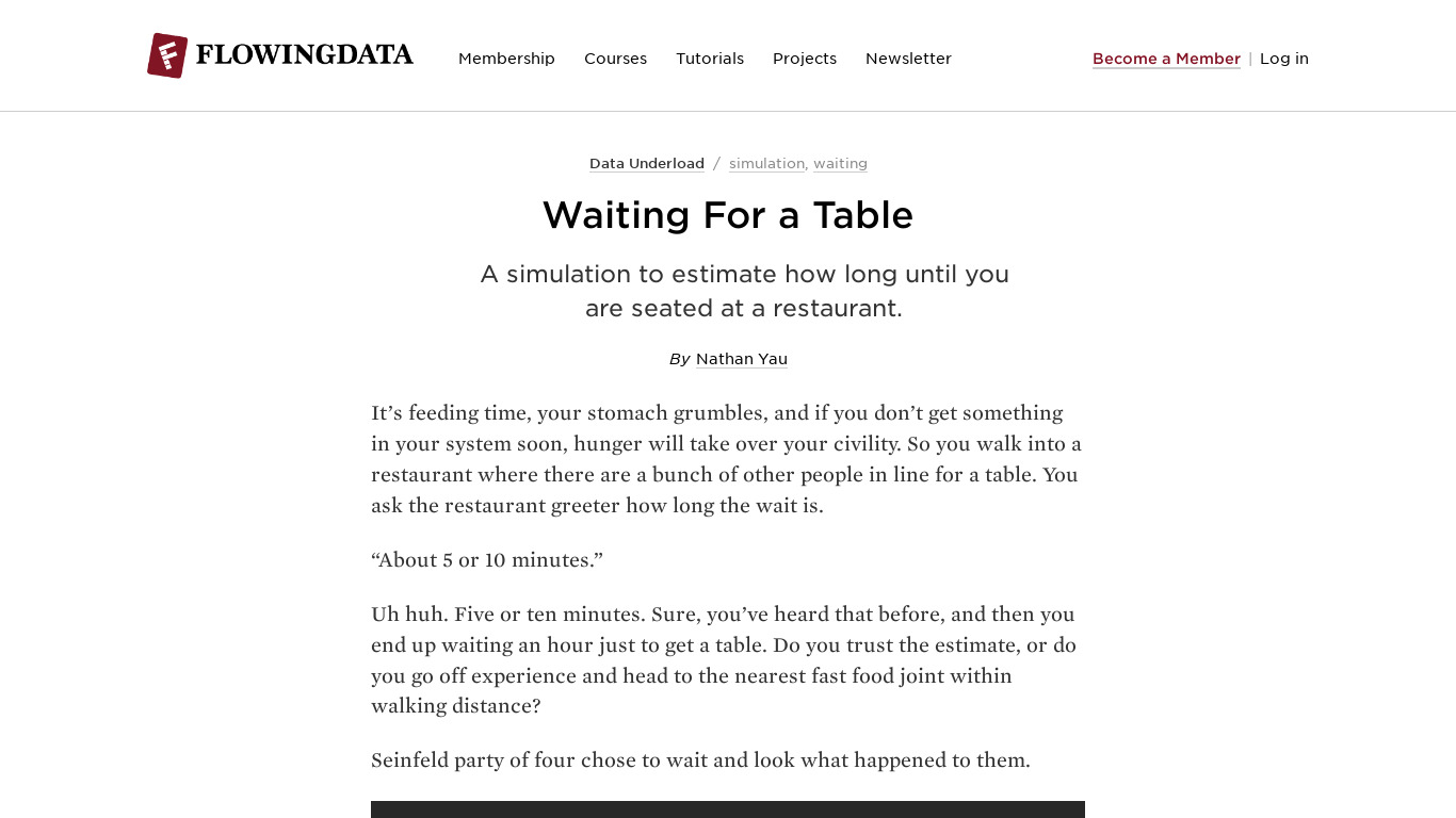 Waiting For a Table Landing page