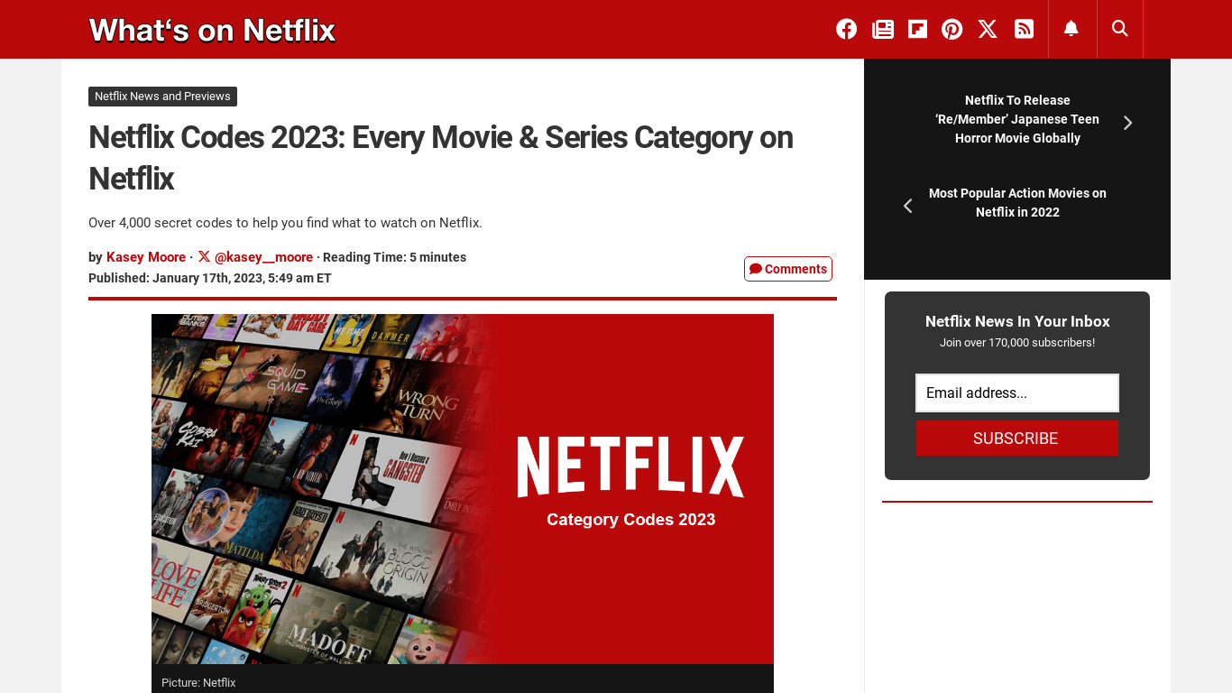 Netflix Secret Categories Landing page