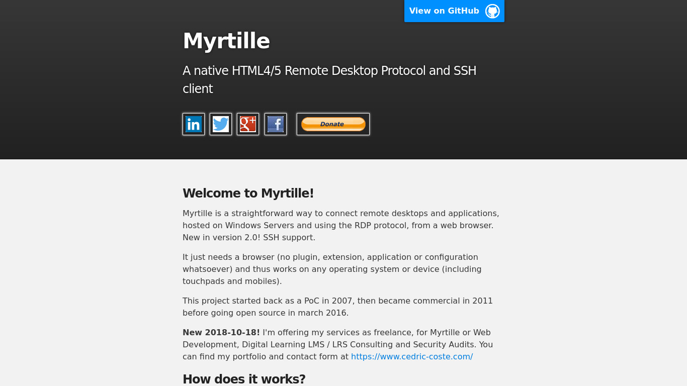 Myrtille Landing page