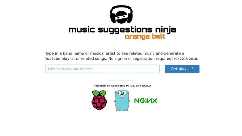 Music Suggestions Ninja Landing Page
