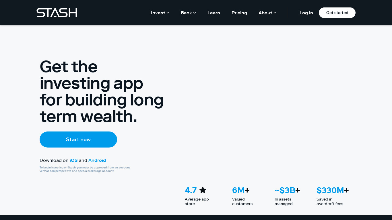Smart-Save by Stash Landing page