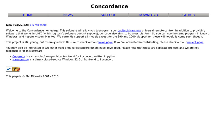 Concordance Landing Page