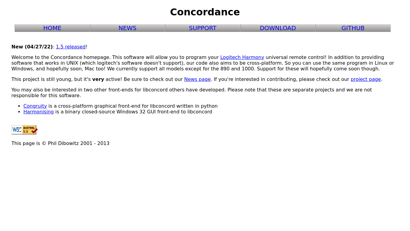 Concordance Landing page