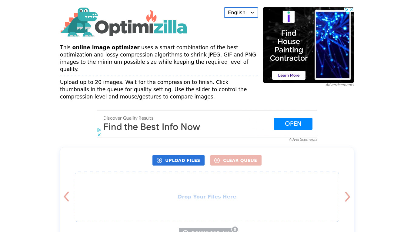 Optimizilla Landing page