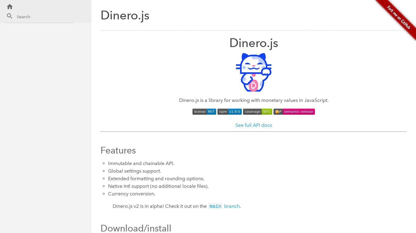 Dinero.js Landing page