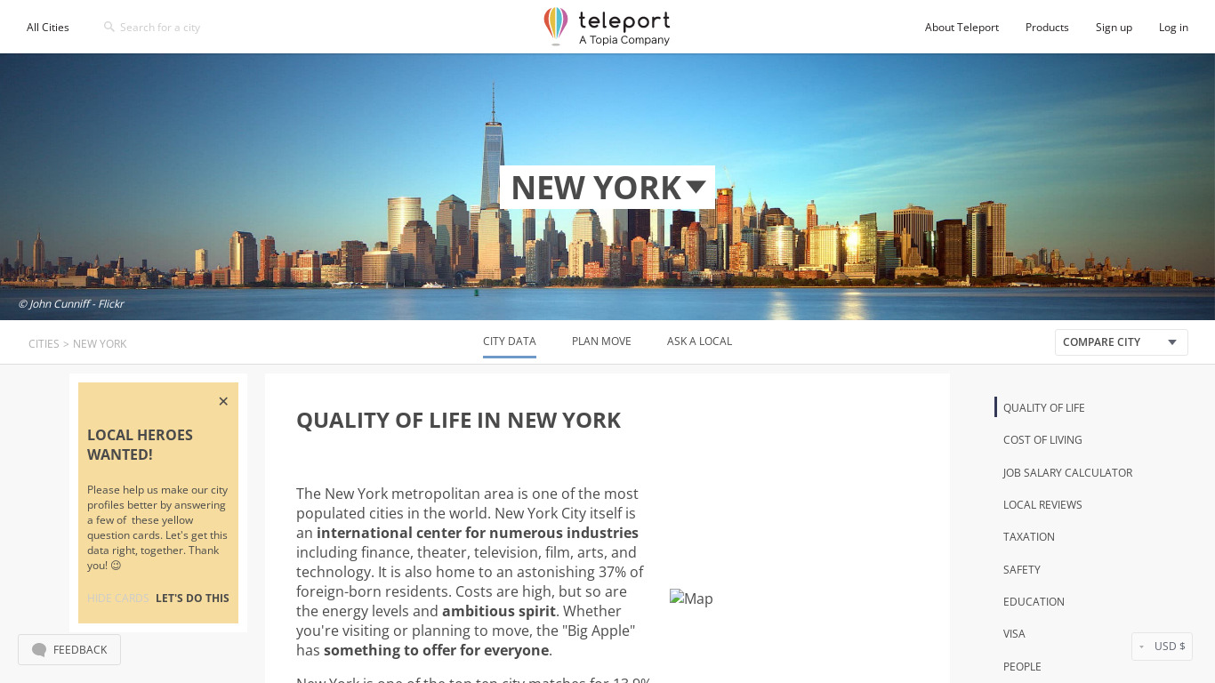 New York Teleport Landing page